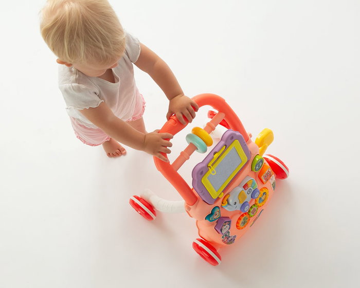 KioKids Andador Correpasillos Actividades Rosa con Piano, Pizarra y Juegos Educativos +12 Meses