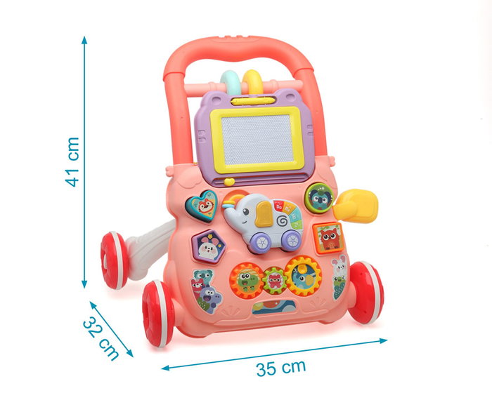 KioKids Andador Correpasillos Actividades Rosa con Piano, Pizarra y Juegos Educativos +12 Meses