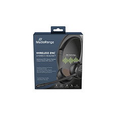 MEDIARANGE MROS307 Auriculares Inalámbricos Diadema Supraaural Bluetooth 5.2 para Llamadas y Música, Negro, Hasta 55 Horas de Batería