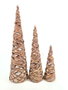 DKD Home Decor Set de 3 Conos de Ratán con LED Natural 20x20x80 cm