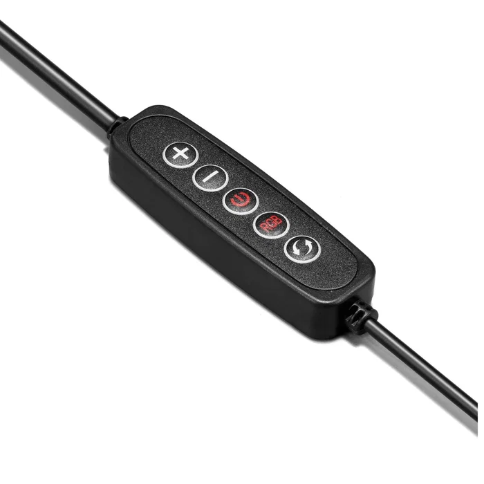 Celly Anillo de Luz LED RGB CLICKRINGRGBBK con Soporte Flexible para Smartphone y Trípode, Control Remoto, 3 Niveles de Luz, USB