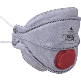 DUVER Mascarilla Plegable FFP3 con Válvula y Carbón Activo, Gris (Pack de 10)