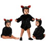 Disfraz de bebé gato negro con capucha de orejas puntiagudas y ojos amarillos