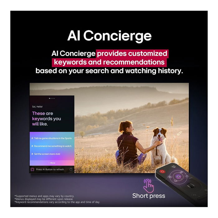 LG 65" 165.1 cm (65UA74006LB) Smart TV UHD 4K LED WebOS 25, WiFi, Bluetooth, HDR10, Negro