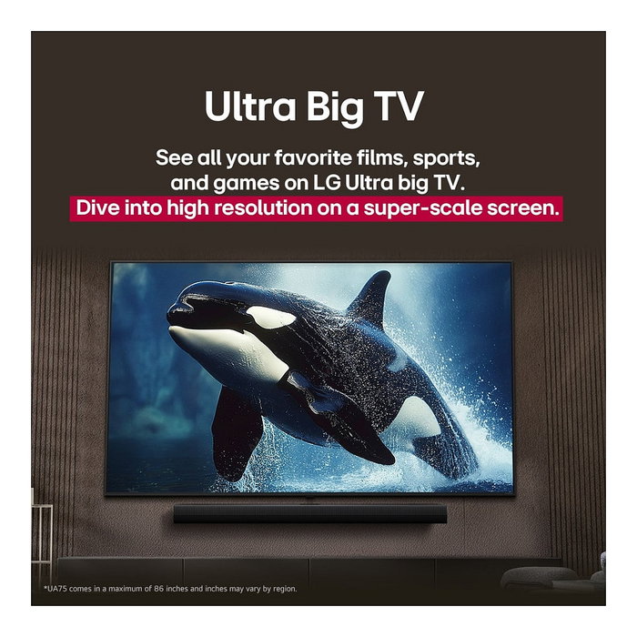 LG 65" 165.1 cm (65UA74006LB) Smart TV UHD 4K LED WebOS 25, WiFi, Bluetooth, HDR10, Negro