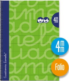 LAMELA Cuaderno Espiral Formato Folio 80 Hojas 90g Cuadrovía 4mm Verde Extradura