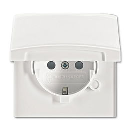 Busch-Jaeger BJ 20 EUGKB-34-101 Enchufe con Tapa Plegable Impermeable IP44, 2P+E, 250 V, 16 A, CEE 7/3, Color Blanco Alpino