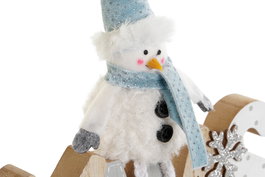 DKD Home Decor Decoración Navidad Alpina Madera Poliéster Natural Azul 20 x 20 x 2 cm (6 Unidades)