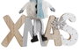 DKD Home Decor Decoración Navidad Alpina Madera Poliéster Natural Azul 20 x 20 x 2 cm (6 Unidades)