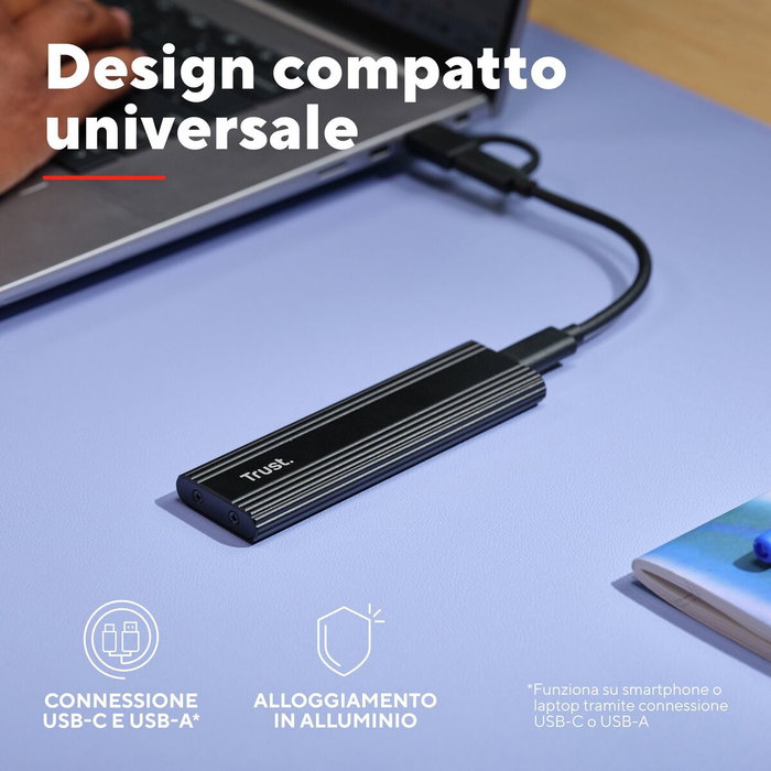 Trust Carcasa Externa M.2 USB-C Negro