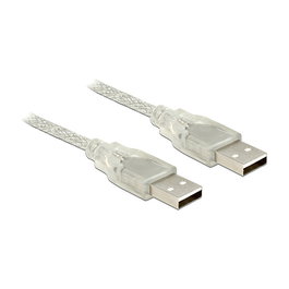 DeLOCK Cable USB 2.0 Tipo A a Tipo A, 1.5 m, Transparente, 480 Mbps, Referencia 83888