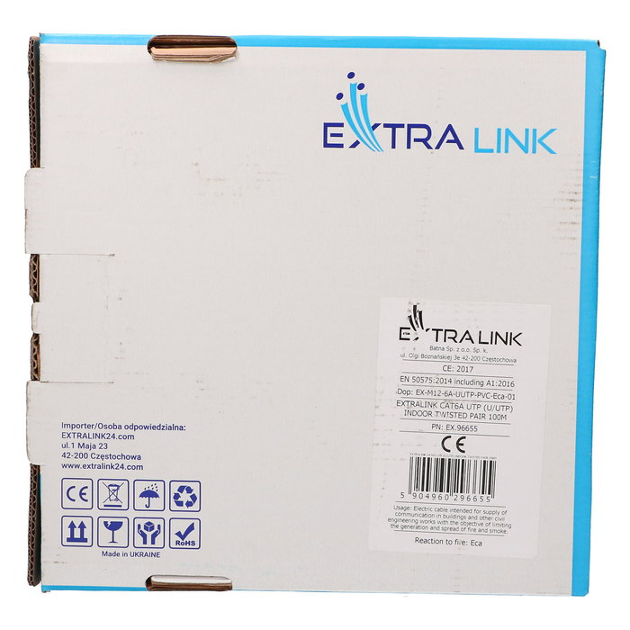 Extralink EX.96655 Cat6A U/UTP Cable de Red para Interiores 100m Extralink EX.96655 Cat6A U/UTP Cable de Red para Interiores 100m