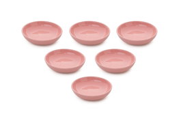 Hermia ST489006F550A000000MAYD100 Juego de 6 Salseras de Cerámica Rosa 13x13x3.3 cm Apto Microondas Congelador Lavavajillas