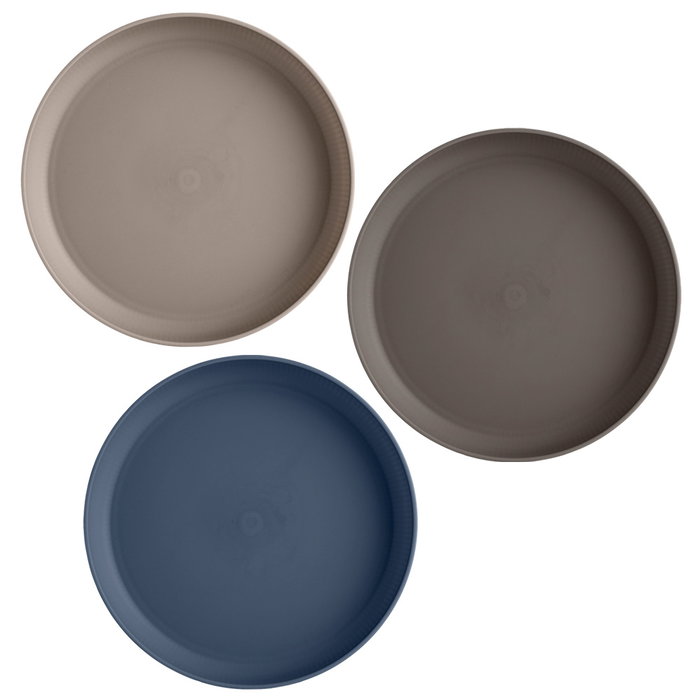Day - Juego de 4 Platos d.20 cm, Mate, Colores Surtidos (Azul, Beige, Marrón), Aptos Lavavajillas y Microondas