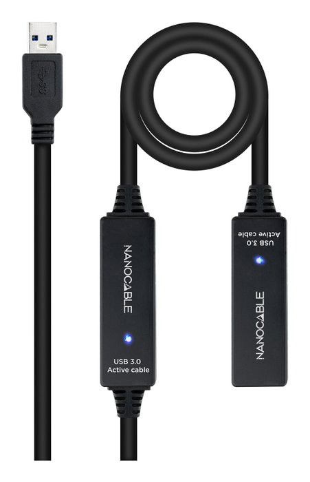 Nanocable Cable USB 3.0 prolongador con amplificador 15m Negro Nanocable Cable USB 3.0 prolongador con amplificador 15m Negro