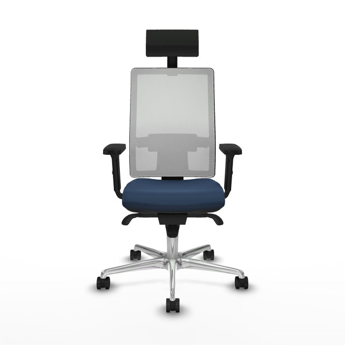 PIQUERAS Y CRESPO Silla de oficina Horna con mecanismo Sincro, Azul marino y Blanco