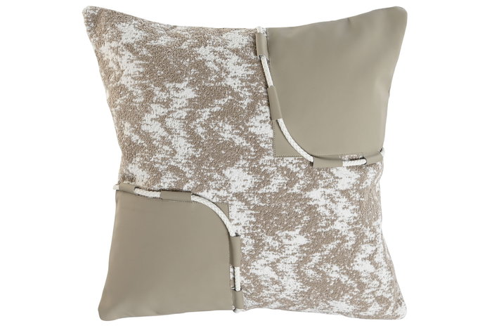 DKD Home Decor Cojin Beige 45 x 45 x 10 cm Tejido Poliester Jacquard Pu DKD Home Decor Cojin Beige 45 x 45 x 10 cm Tejido Poliester Jacquard Pu