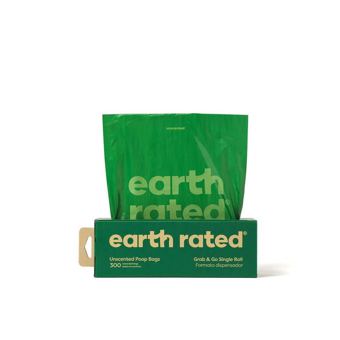Earth Rated Rollo 300 Bolsas para Excrementos de Perro Extra Largas y Resistentes, Sin Perfume, 65% Plástico Reciclado, Dispensador Earth Rated Rollo 300 Bolsas para Excrementos de Perro Extra Largas y Resistentes, Sin Perfume, 65% Plástico Reciclado, Dispensador