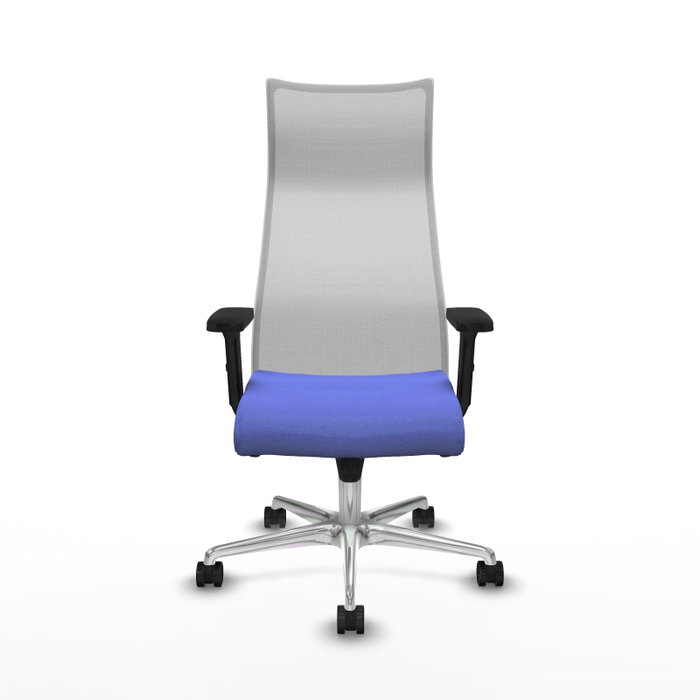 PIQUERAS Y CRESPO Sillón Albacete con mecanismo Sincro, Tela Azul claro y Malla Blanco, Base Aluminio, Brazos 2D PIQUERAS Y CRESPO Sillón Albacete con mecanismo Sincro, Tela Azul claro y Malla Blanco, Base Aluminio, Brazos 2D