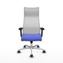 PIQUERAS Y CRESPO Sillón Albacete con mecanismo Sincro, Tela Azul claro y Malla Blanco, Base Aluminio, Brazos 2D