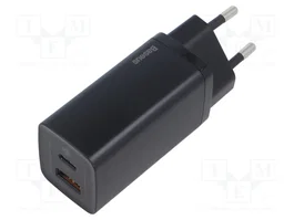 Baseus GaN2 Lite 65W USB + USB-C, EU (negro)