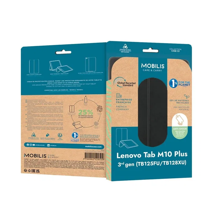 Mobilis 068013 Funda para Tablet Libro, Compatible con Lenovo TB125FU y TB128XU, 10.6" (26.9 cm), Negro, Resistente a Golpes, Modo Espera