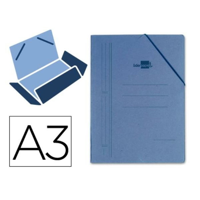 Liderpapel Carpeta de Tres Solapas con Gomas Azul A3