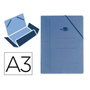 Liderpapel Carpeta de Tres Solapas con Gomas Azul A3