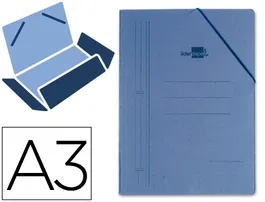 Liderpapel Carpeta Gomas Tres Solapas Cartón Prespan A3 Color Azul