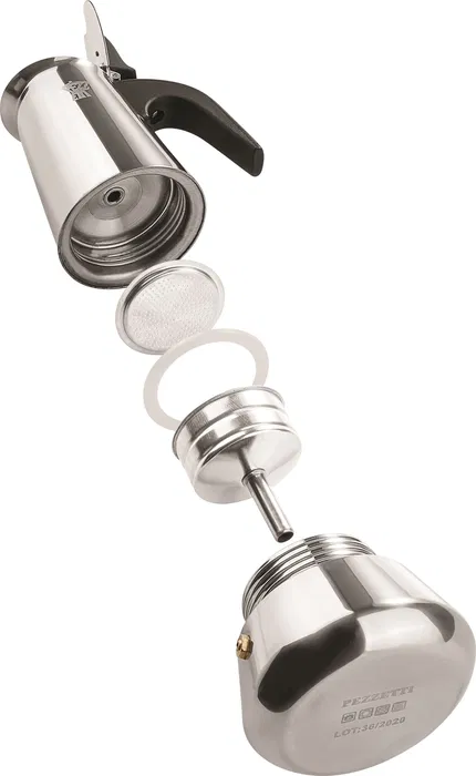 Pezzetti STEELEXPRESS Cafetera Italiana Acero Inoxidable 6 Tazas Apta Inducción Plateada