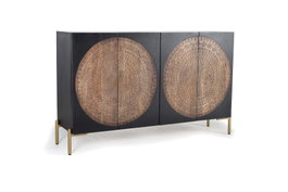 GINER Y COLOMER Aparador de Madera de Mango y Metal Nogal Oscuro 145 cm