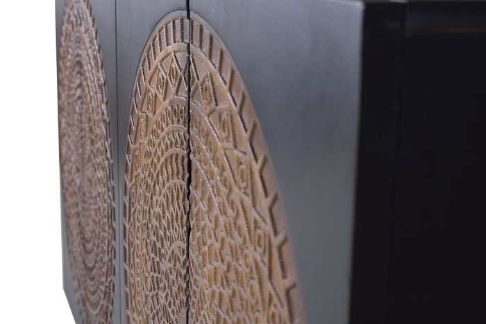 GINER Y COLOMER Aparador de Madera de Mango y Metal Nogal Oscuro 145 cm