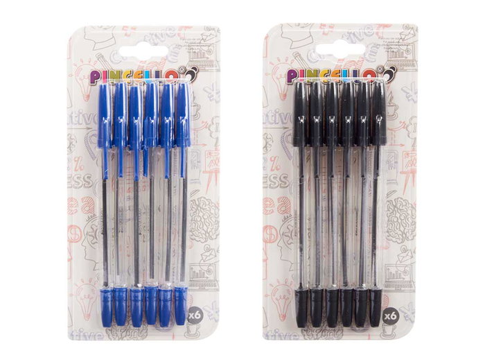 PINCELLO Set 6 Bolígrafos Normales Surtidos Azul Negro Plástico 10x21x2 cm (Set de 24) PINCELLO Set 6 Bolígrafos Normales Surtidos Azul Negro Plástico 10x21x2 cm (Set de 24)