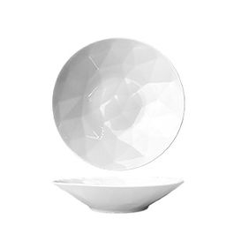 SUMMA Diamond Plato Hondo de Porcelana Blanca Marfil 20.5 cm - Colección Diamond por Santos Bregaña (Set de 4)