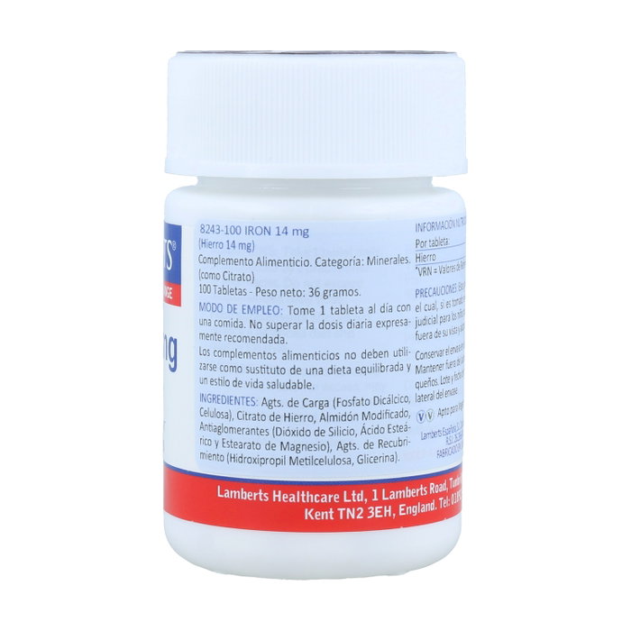 Lamberts Hierro Citrato 14 mg 100 tabletas Lamberts Hierro Citrato 14 mg 100 tabletas