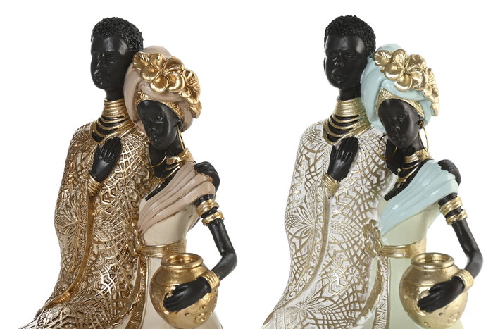 DKD Home Decor Figura de Resina Africana Surtida Verde y Beige DKD Home Decor Figura de Resina Africana Surtida Verde y Beige