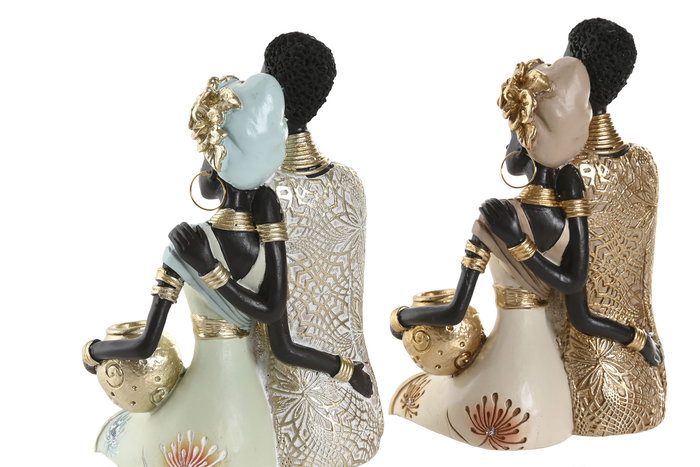 DKD Home Decor Figura de Resina Africana Surtida Verde y Beige DKD Home Decor Figura de Resina Africana Surtida Verde y Beige