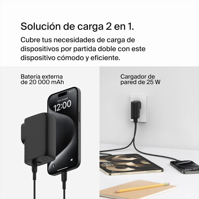 Belkin BOOST Charge Hybrid Dual Charger + Powerbank Negro Belkin BOOST Charge Hybrid Dual Charger + Powerbank Negro