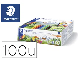 Staedtler Rotulador Noris 326 School Pack 100 Unidades Colores Surtidos Punta Fina Tinta Antiseado Cuerpo Reciclado