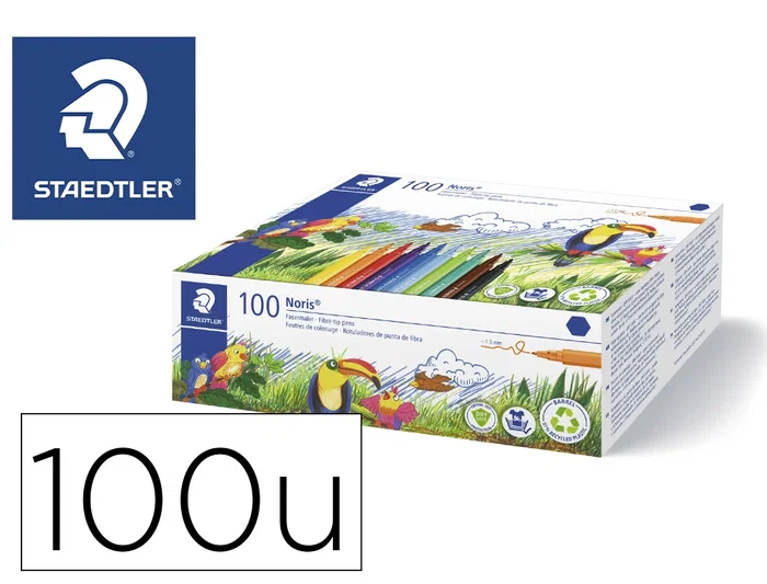 Staedtler Rotulador Noris 326 School Pack 100 Unidades Colores Surtidos Punta Fina Tinta Antiseado Cuerpo Reciclado Staedtler Rotulador Noris 326 School Pack 100 Unidades Colores Surtidos Punta Fina Tinta Antiseado Cuerpo Reciclado