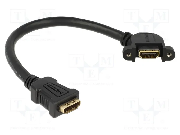 DeLOCK Cable HDMI de 0,25 m con conectores hembra y diseño angular de 110°