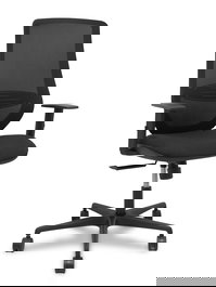 Silla de oficina Mardos con mecanismo Sincro tapizada con Tela color Negro. Equipada con lumbar 1D, Brazos 1D y Ruedas 65mm nailon