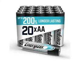 Energizer Pila Alcalina MAX PLUS AA, Energía de Larga Duración para Dispositivos Exigentes, Blister de 20 Unidades