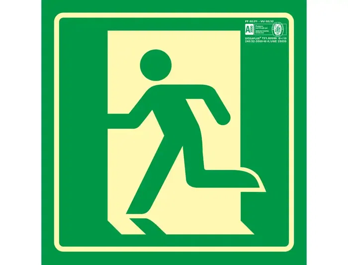 Syssa Pictograma Señal Salida Emergencia Izquierda PVC Fotoluminiscente 210x210 mm Syssa Pictograma Señal Salida Emergencia Izquierda PVC Fotoluminiscente 210x210 mm