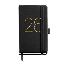 Agenda Anual (2026) Miquelrius Basic Chester Cosida Tapa Simil Piel Con Goma Passport 90X140 S/V Negro