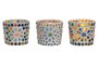 DKD Home Decor Portavelas de Cristal Mosaico Surtido 3 Unidades