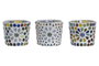 DKD Home Decor Portavelas de Cristal Mosaico Surtido 3 Unidades