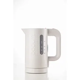 BODUM 11452 Hervidor Eléctrico Bistro, 1L, 1300W, Blanco Crema, Resistencia Oculte y Nivel de Agua Visible