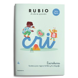 RUBIO Cuaderno A4 Escritura Letra Ligada 4 (Primaria) đemue