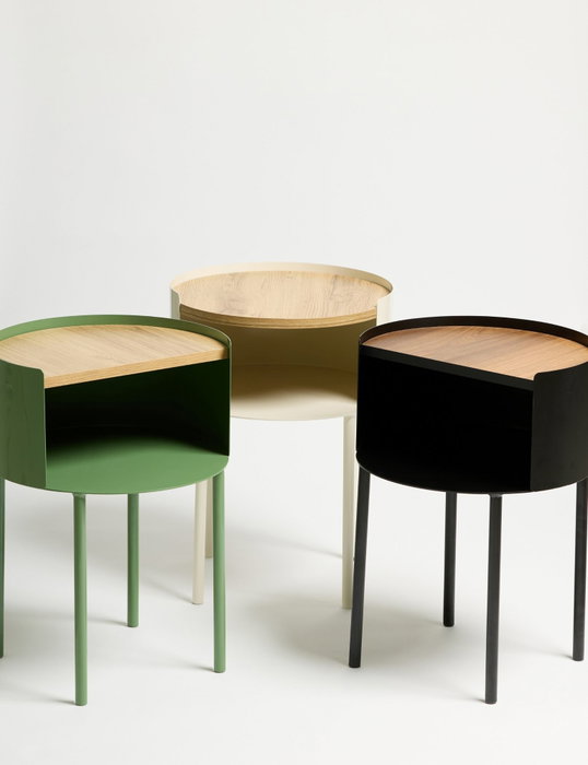 Hanah Home Mesa Lateral Espen Negra, Marco Metal 2mm, Superficie MDF 18mm, 40x40x56cm